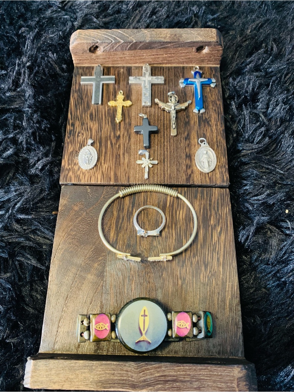 Mixed Cross Pendants and Other Jewelry Lot - Gold, Silver, Blue, Black